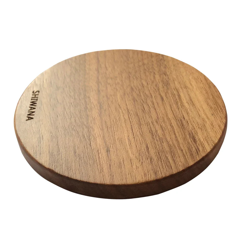 Wireless Charger Pad Bamboo Wood Cell Phone Wireless Chargers 10W Power Fast Charging Station with Charging Cable for Home Office