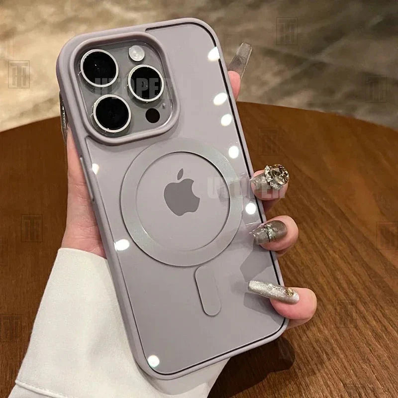 Pink Transparent Acrylic Case for Iphone 17 Air 16 15 14 13 12 11 Pro Max plus Hard Shockproof Powerful Magnetic Magsafe Cover