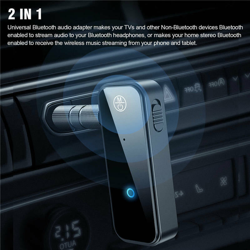 USB Wireless Bluetooth 5.0 Transmitter Receiver 2In1 Audio Adapter 3.5Mm Aux Car