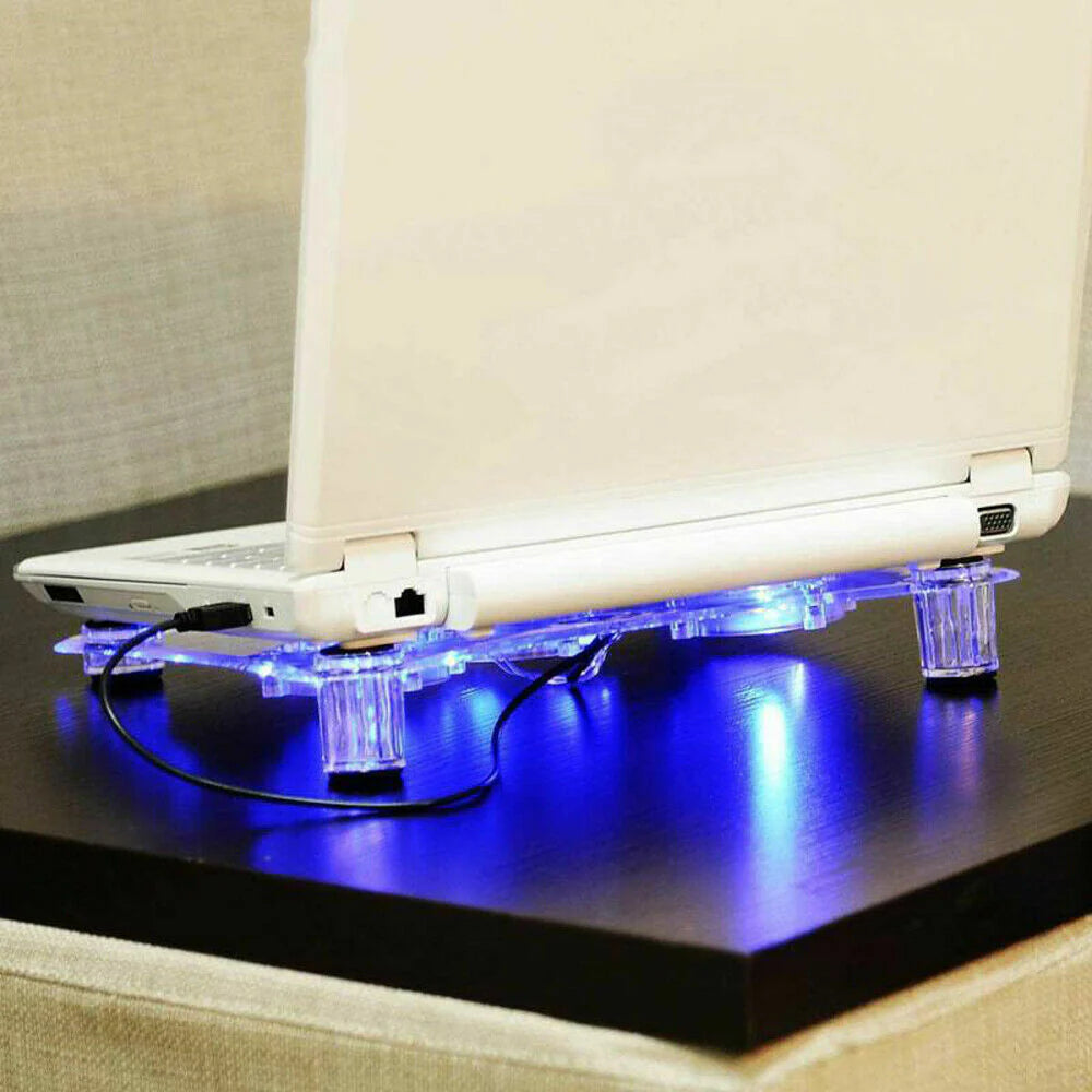 3 Fans USB Cooler Cooling Pad Stand LED Light Radiator for Laptop PC Notebook